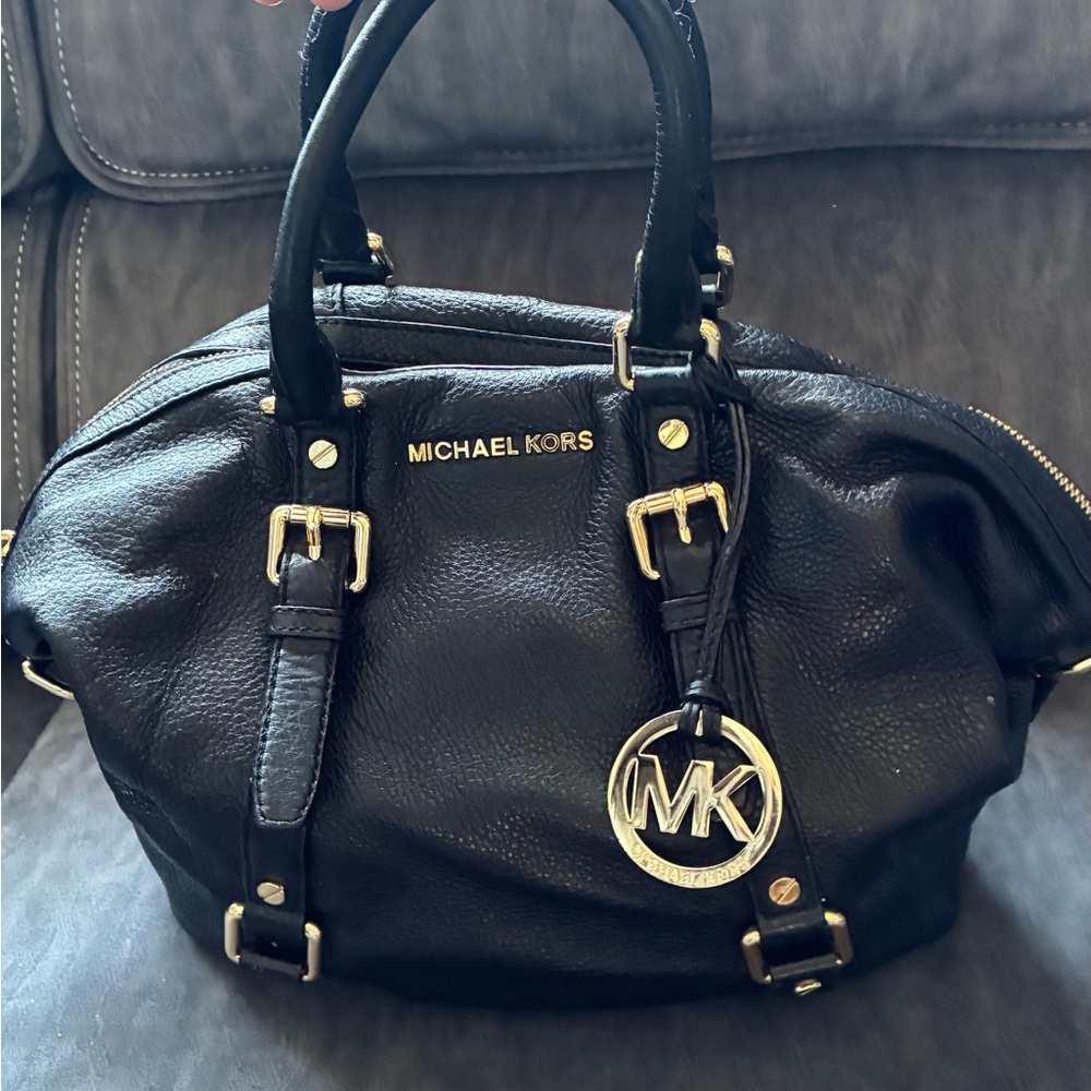 Michael Kors Black Satchel with Gold Accents - Picture 6 of 8